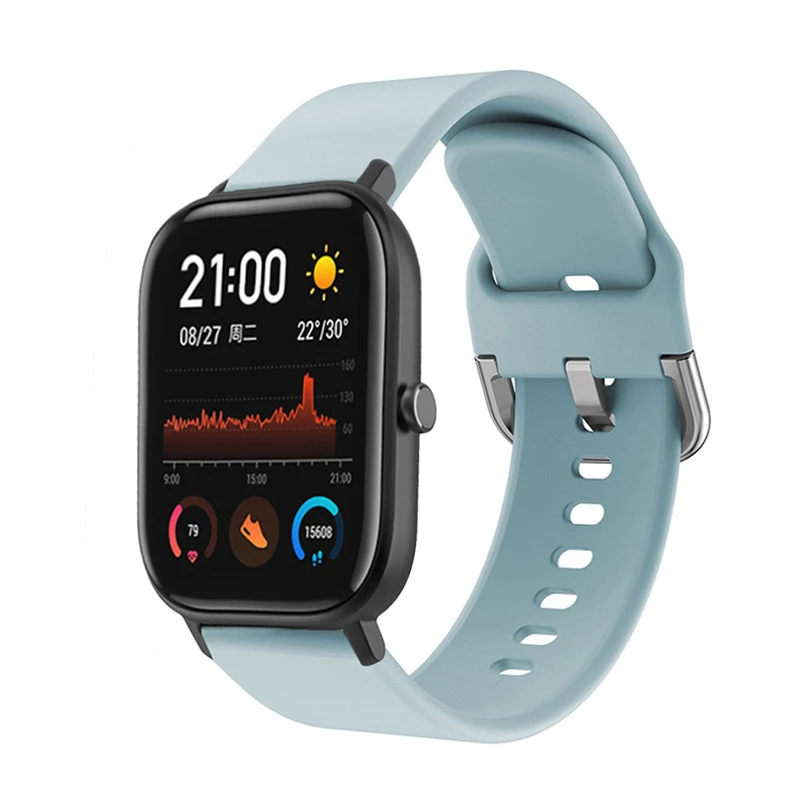 Ремешок силиконовый для amazfit bip Huawei watch GT/2/2e/Pro браслет Samsung Galaxy Watch Active 2 46 мм 42 S3 Frontier