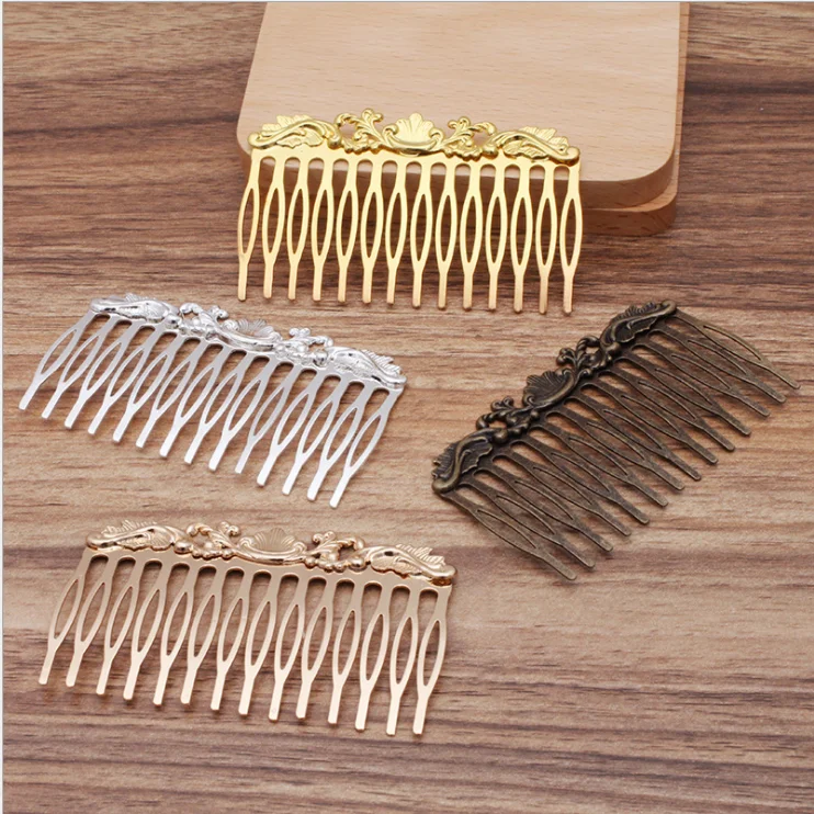 

1PC 14 Teeth Bronze Silver Gold Copper Fashion Hair Comb Clips Claw Hairpins DIY Jewelry Findings & Components 75*46mm K02995