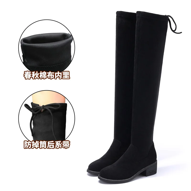 

boots Women's 2019 Winter all-match boots Women's thick heel elastic thin Boots Boots Boots women's boots