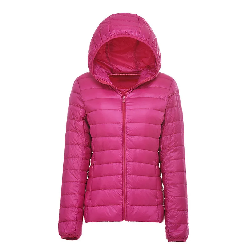 

Autumn and winter hooded lightweight down jacket women casual warm jacket large size short