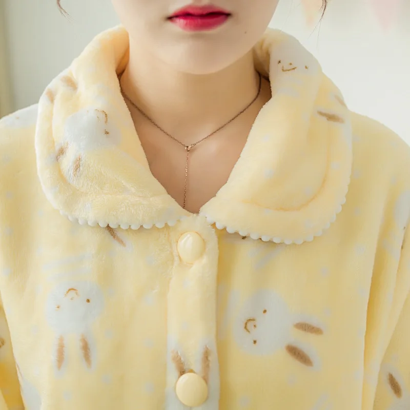 Winter Warm Long Sleeve Pajamas Trousers Suit Fashion Pyjama Set Large Size Nightwear Home Service