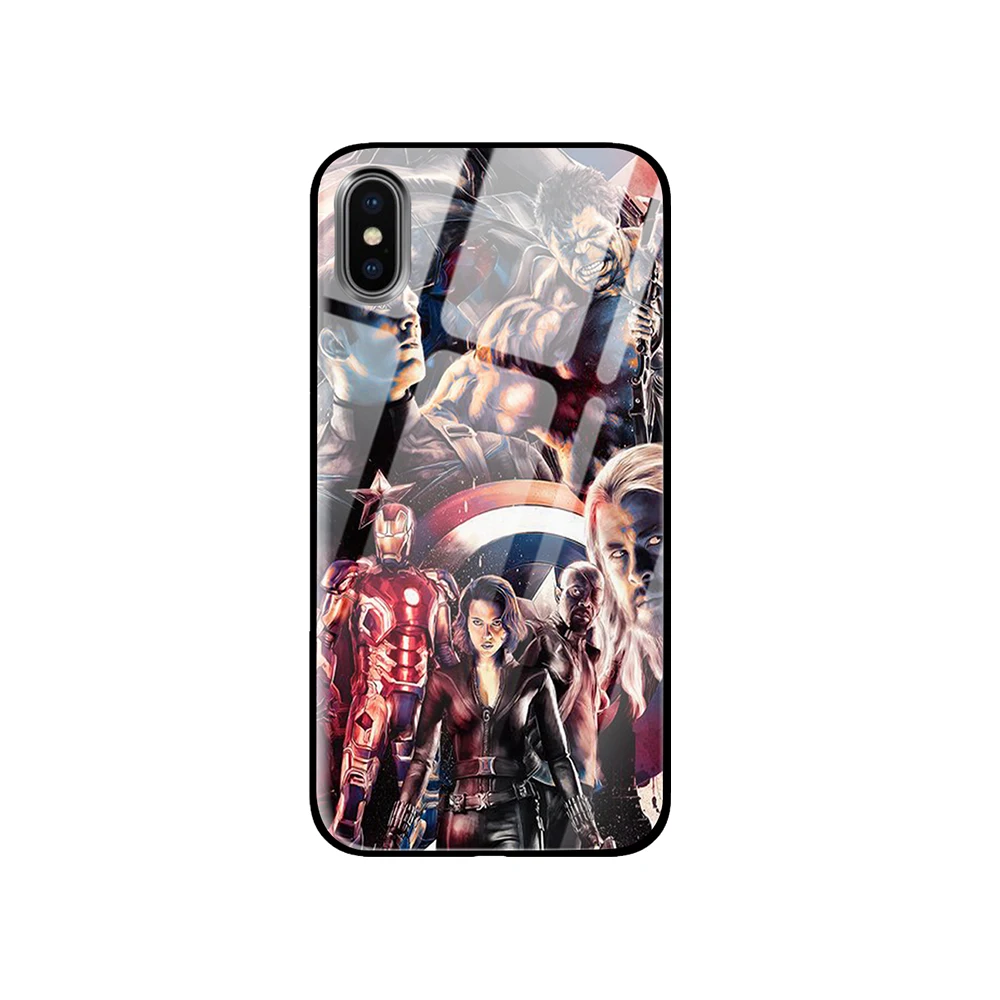 Для логотипа Marvel для iPhone 5 5S 6 6s 7 8 Plus X XS XR 11 Pro макс. закаленное стекло чехлы |