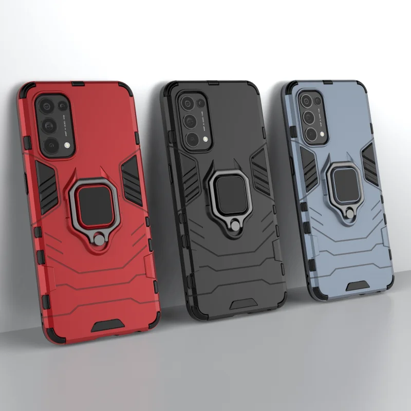 

Armor Phone Case For OPPO Reno 5 Pro A15 F17 A73 4G Realme 7I C17 4 Q2 SE A32 A33 A93 X7 7 A53 2020 5G Rugged Metal Stand Cover