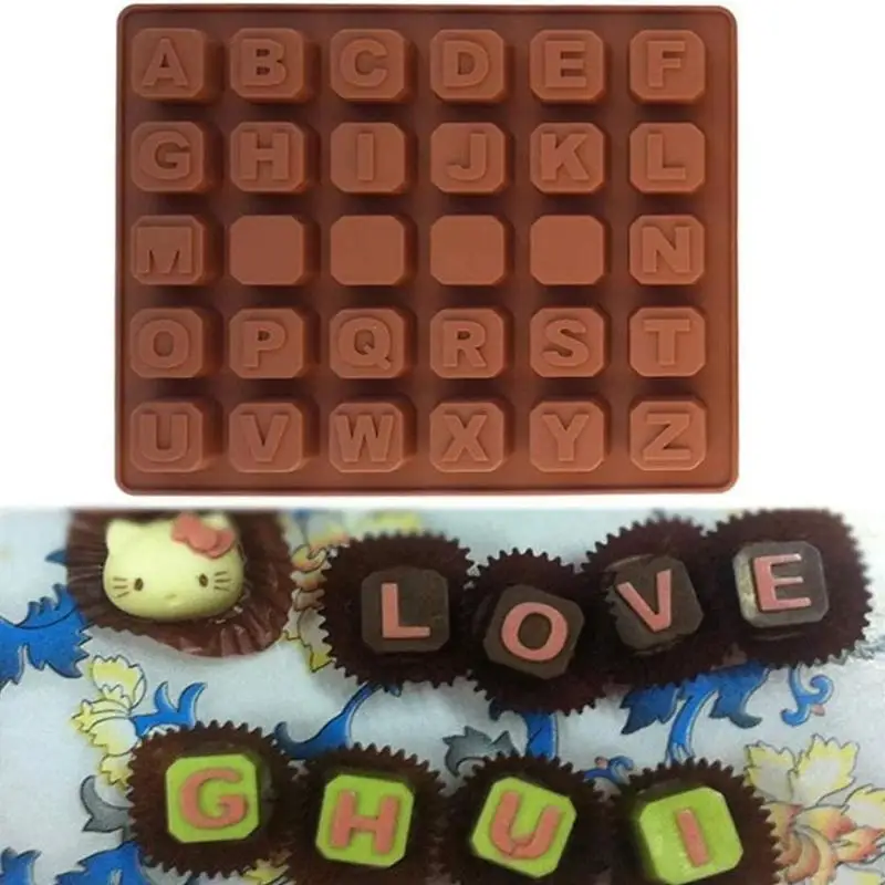 

Spot wholesale 26 English alphabet silicone chocolate ice tray tools mold handmade DIY baking soap L2U2