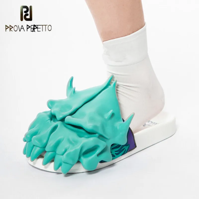 

Strange Style Women Slippers Summer Peep Toe Flip Flops Women Flat Platform Shoes Gothic Party Ldies Slides Beach Man Shoes 2021