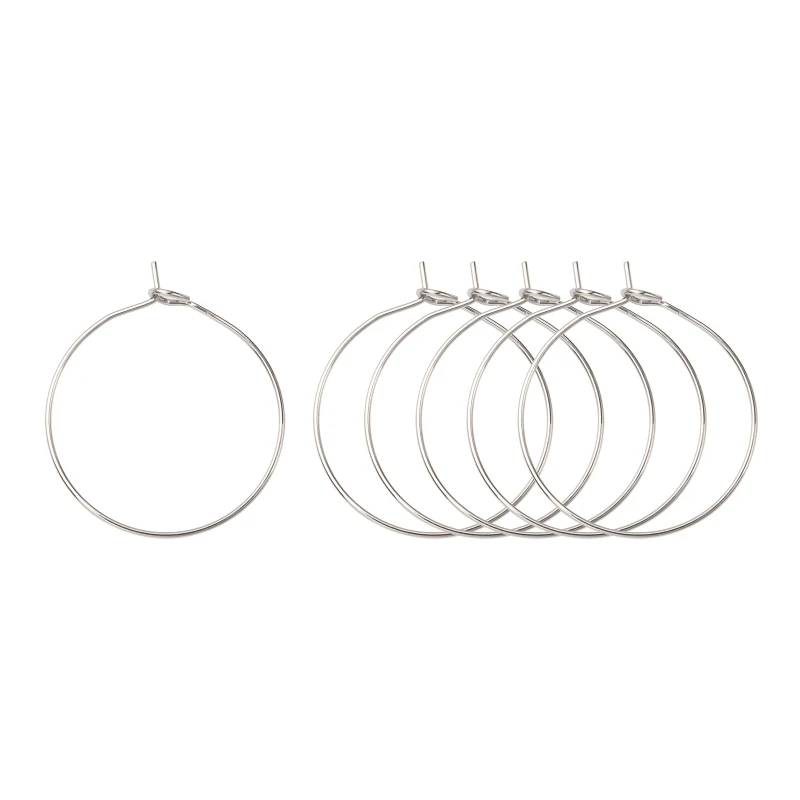 

100pcs 316 Stainless Steel Hoop Earring Findings Wine Glass Charms Findings for Jewelry Making 21 Gauge 25x0.7mm