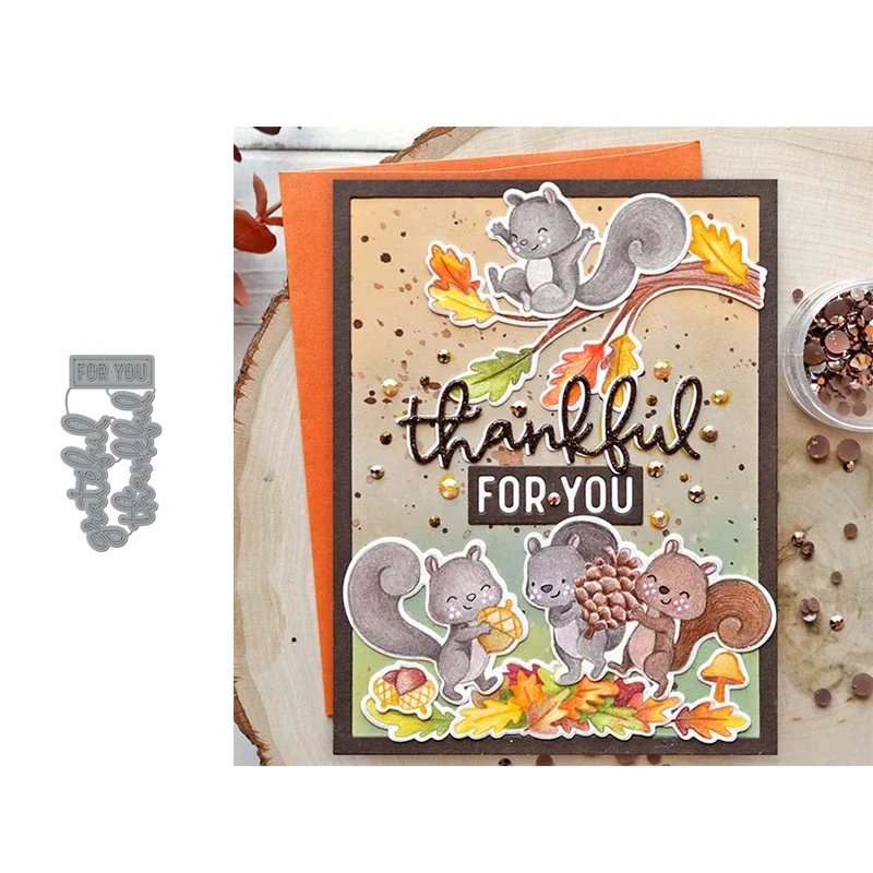 

metal cutting dies grateful thankful for you cut die mold Scrapbook cards making paper craft knife mould dies new 2019 diecuts