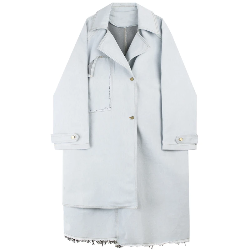 Новинка 2019 корейский стиль женский длинный винтажный белый Тренч однобортный