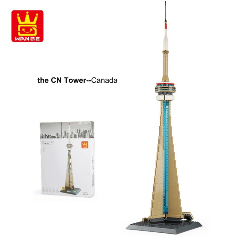 

CN Tower Canada Diamond Building Blocks Famous Architecture Merlion Statue Model Marina Bay Sands Big Ben For Bricks Toys