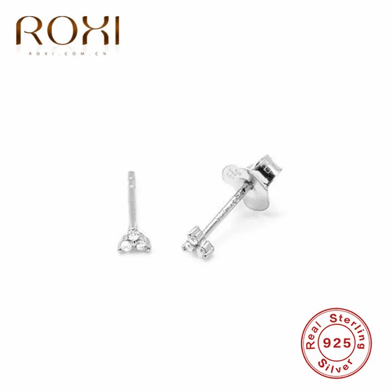 Silver ROXI Модные минималистичные серьги из стерлингового серебра 925 пробы для женщин хрящевая спираль три шара маленькая серьга серьги пирсинг ювелирные изделия - Окраска металла: Silver
