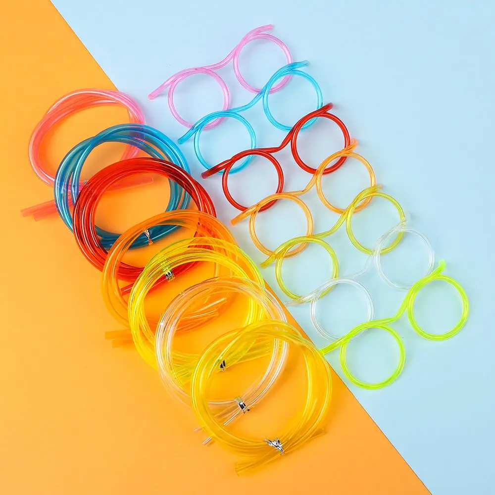 

Hot! Straw Glasses Funny Soft PVC Glasses Flexible Drinking Straws Kids DIY Party Supplies Bar Accessories Creativity Funny Toy