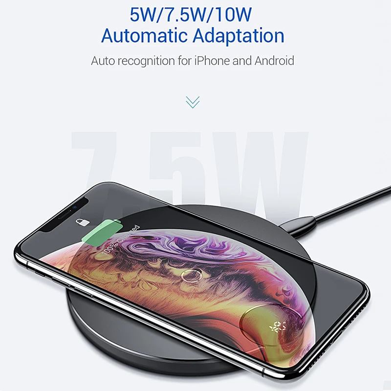 Baseus светодиодный дисплей Беспроводное зарядное устройство для iPhone X Xs Max Xr 8 Plus Быстрое беспроводное зарядное устройство для телефона samsung S10 S9 S8 Xiaomi MI9