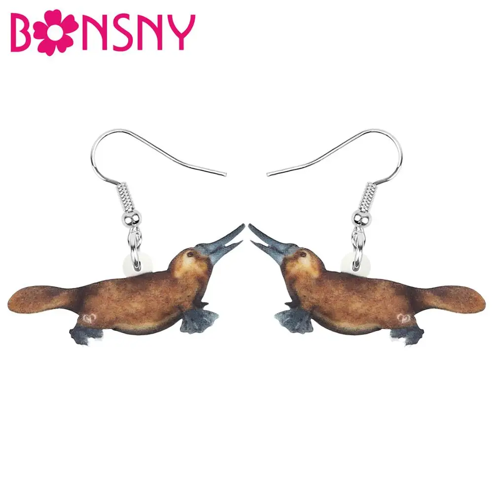 Bonsny австралийские акриловые серьги в форме утки висячие с животными ювелирные