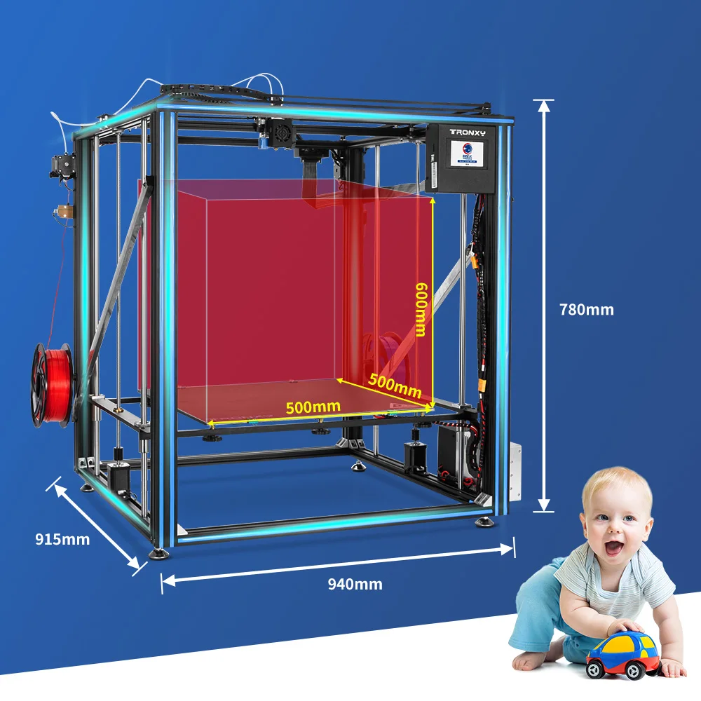 TRONXY Новый Большой DIY 3D принтеры 2 в 1 из двойной Цвет экструдер Тепло Кровать