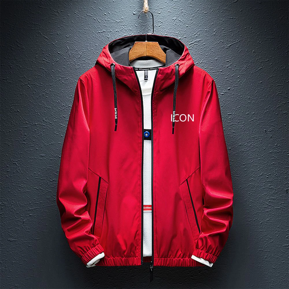

Spring Men's Casual Jackets Icon logo Print Coat Hoodies Summer Jacket Man Street Windbreaker Hoodie Zipper Thin sport Jackets