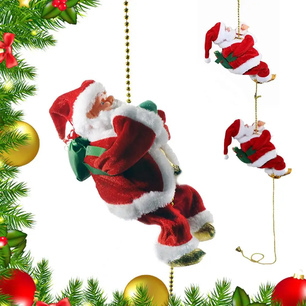 

Electric Climbing Ladder Santa Claus Christmas Figurine Ornament Climb Up The Beads and Go Down Repeatedly Kids Toy Gifts New