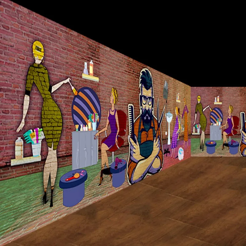 Прямая доставка обои 3d Парикмахерская ShopWall Живопись Ручная роспись мультфильм