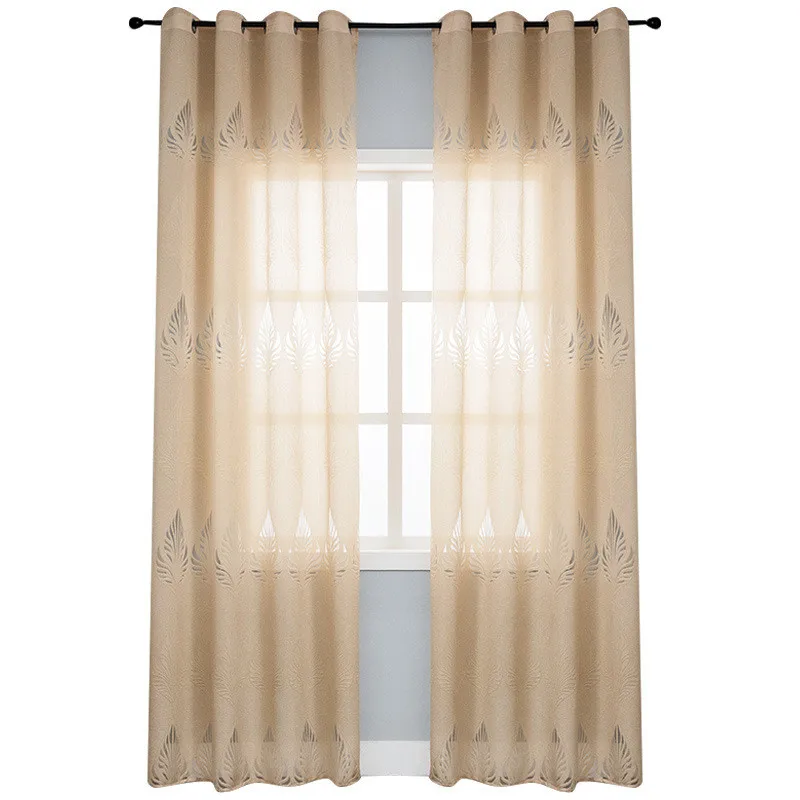 

Tiyana Modern Leaf Pattern Translucent Tulle Curtain Thickened Jacquard Hollowed Out Voile Drapes For Living Room Bedroom #4