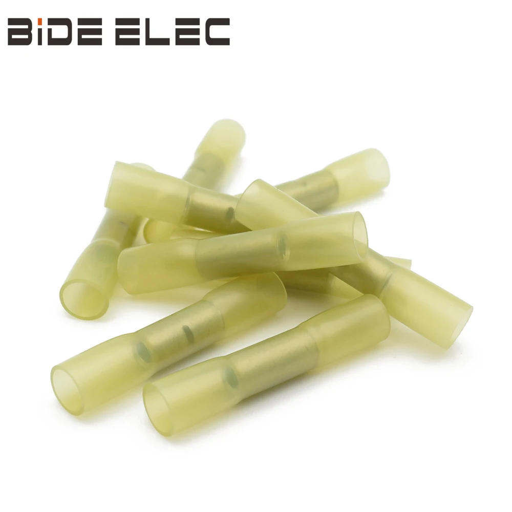 100 шт. желтые термоусадочные изолированные стыковые соединители