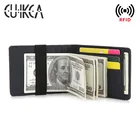 Кошелек CUIKCA с RFID-защитой для мужчин и женщин, эластичный простой бумажник с зажимами для денег, тонкий кожаный чехол для визиток и кредитных карт