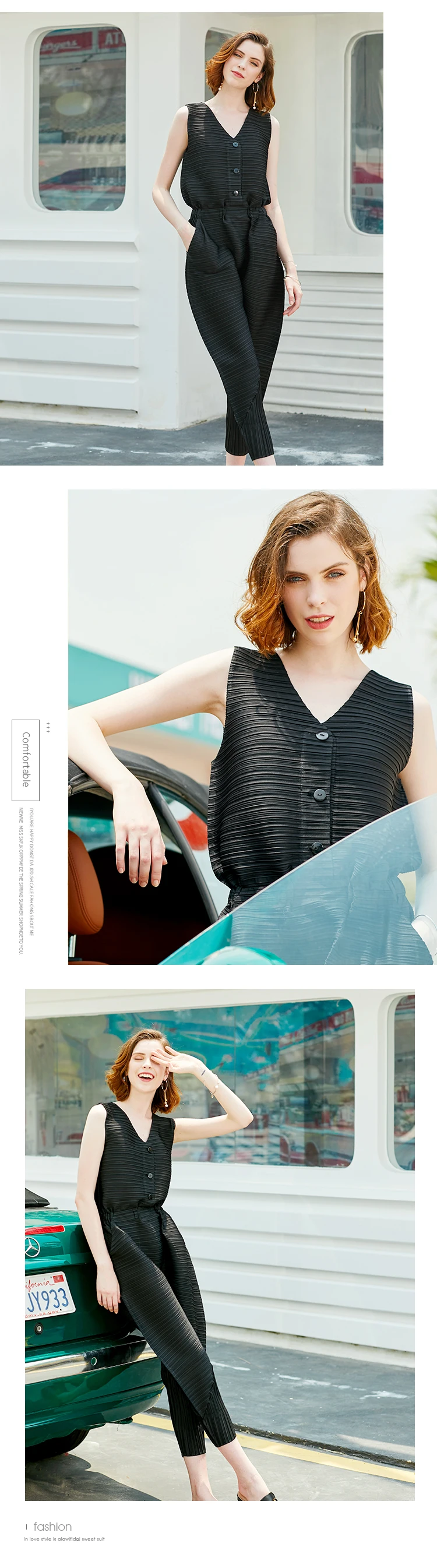 Issey fold женские штаны летний длинный стиль узор высокая талия обтягивающие легкие Роскошные легкие женские комбинезоны без рукавов