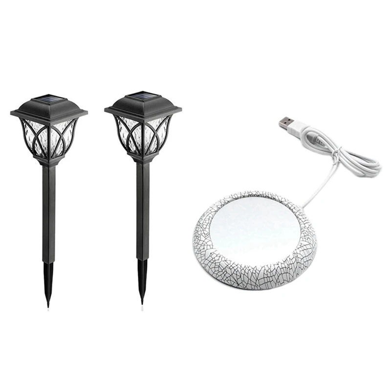 

Solar Pathway Lights Outdoor LED Solar Garden Lights with Coffee Mug Mat Warmer, USB Constant Temperature Hot Coaster