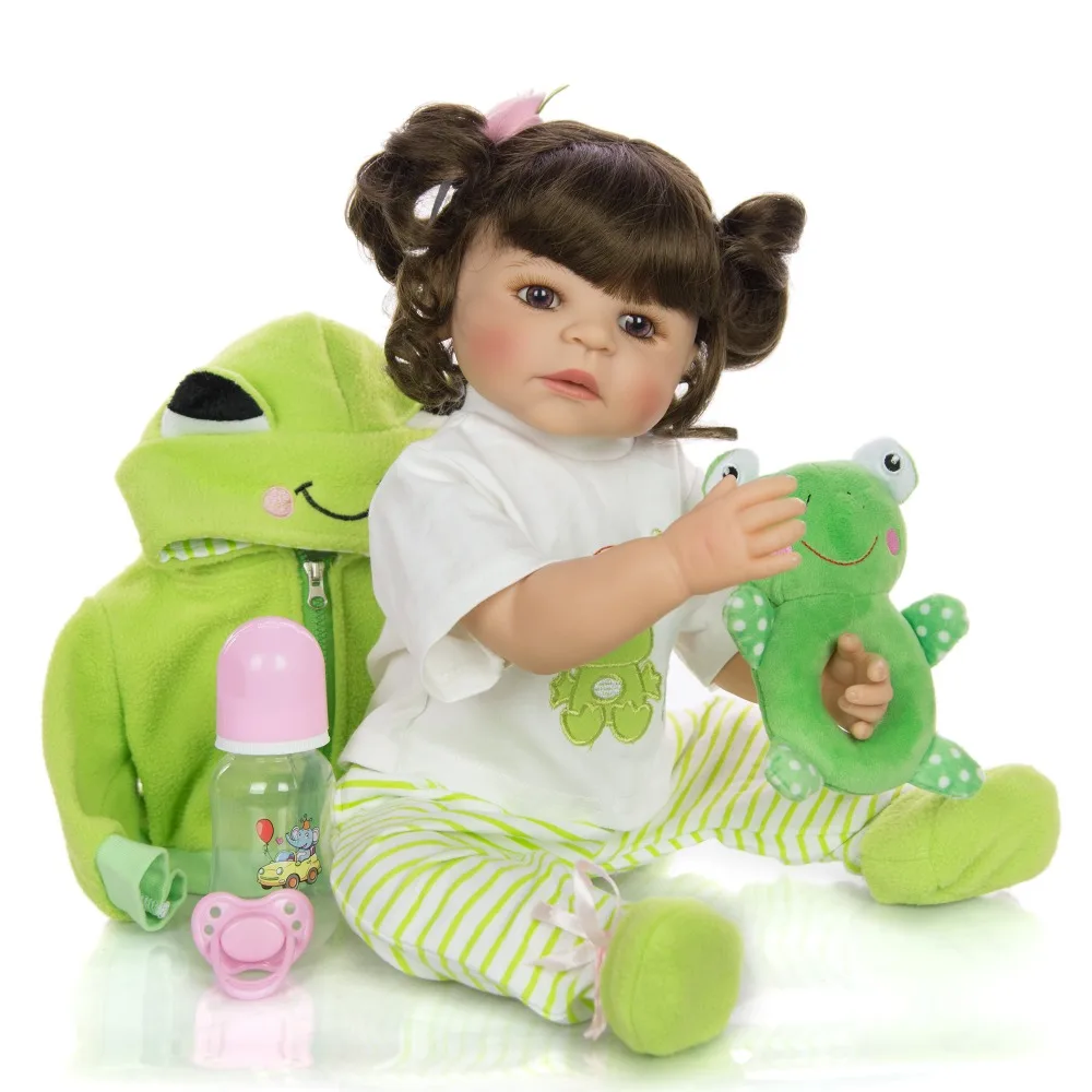 NPKDOLL 22 дюймов младенец Reborn Menina 55 см Bebe reborn полная силиконовая кукла с коричневыми