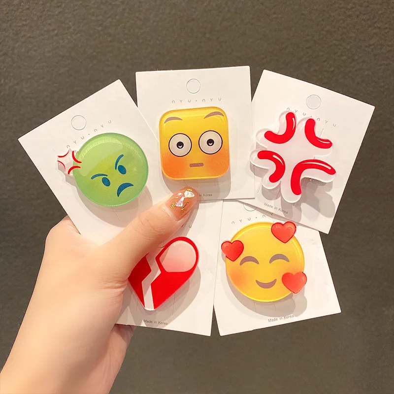

New Children's Funny Hair clips Acrylic Smiley Face Drop Headdress Women's Barrette Hairpin Creative hair band Hair Accessories