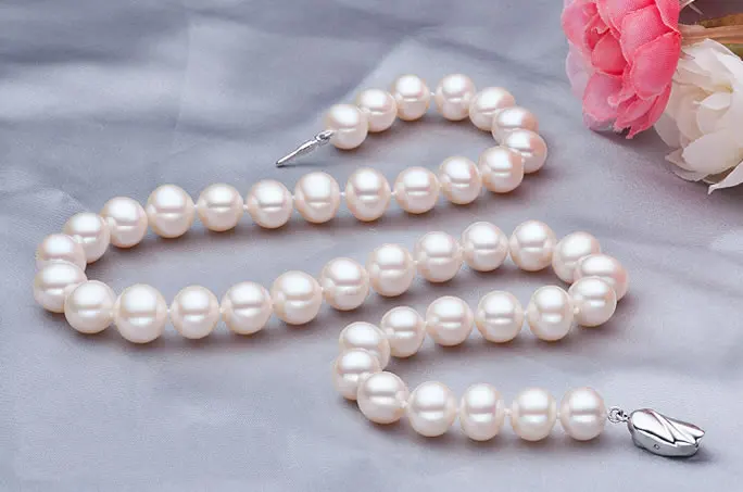 

Ожерелье из серебра с натуральным пресноводным жемчугом, 17-17,5 дюйма, 10-10,5 мм