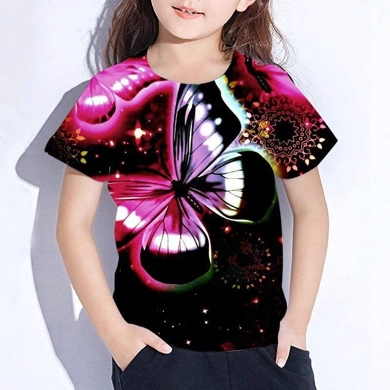 Летняя футболка Повседневная с 3D принтом бабочки для маленьких мальчиков