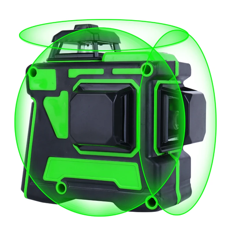 Лазерный 3D уровень 12 линий строительный Зеленая лазерная линия вертикальный и