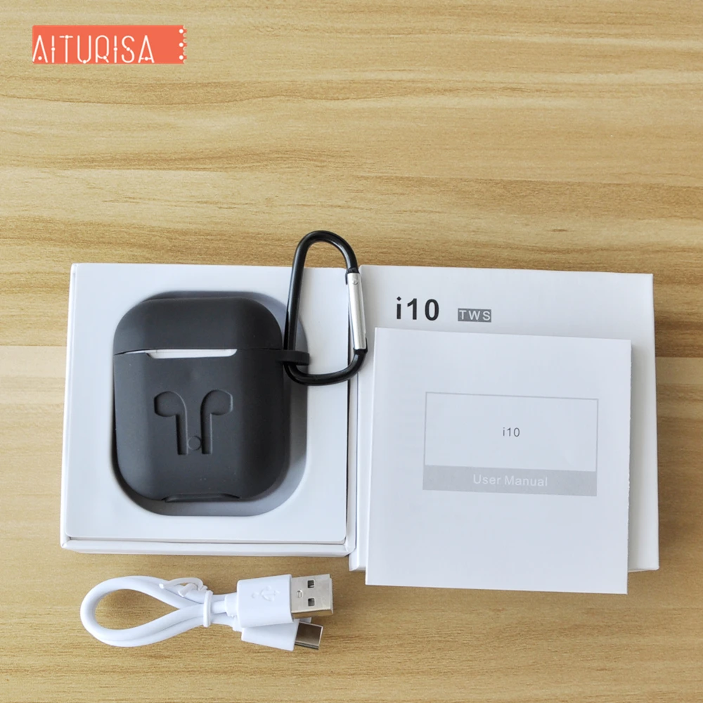 Наушники i10 Tws Bluetooth 5,0 с глубоким басом, беспроводные наушники сенсорного типа с беспроводной зарядной коробкой для телефона Android