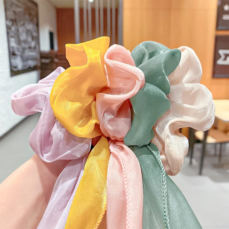 Резинка для волос женская однотонная с бантом |