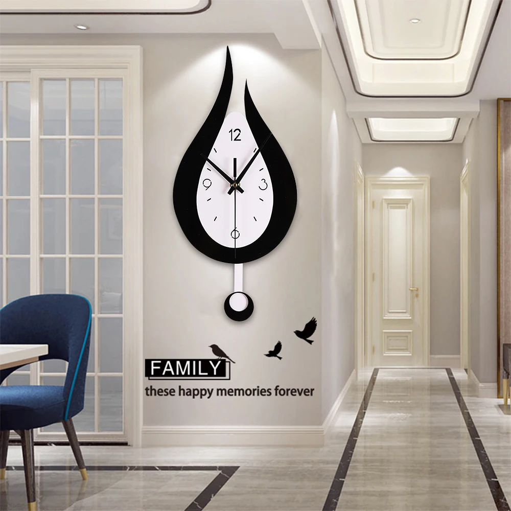 New European Wall Clock Bedroom Living Room Creative Water Drop Modeling Pendulum Clocks Home Silent Horloge Art Decoration | Дом и сад