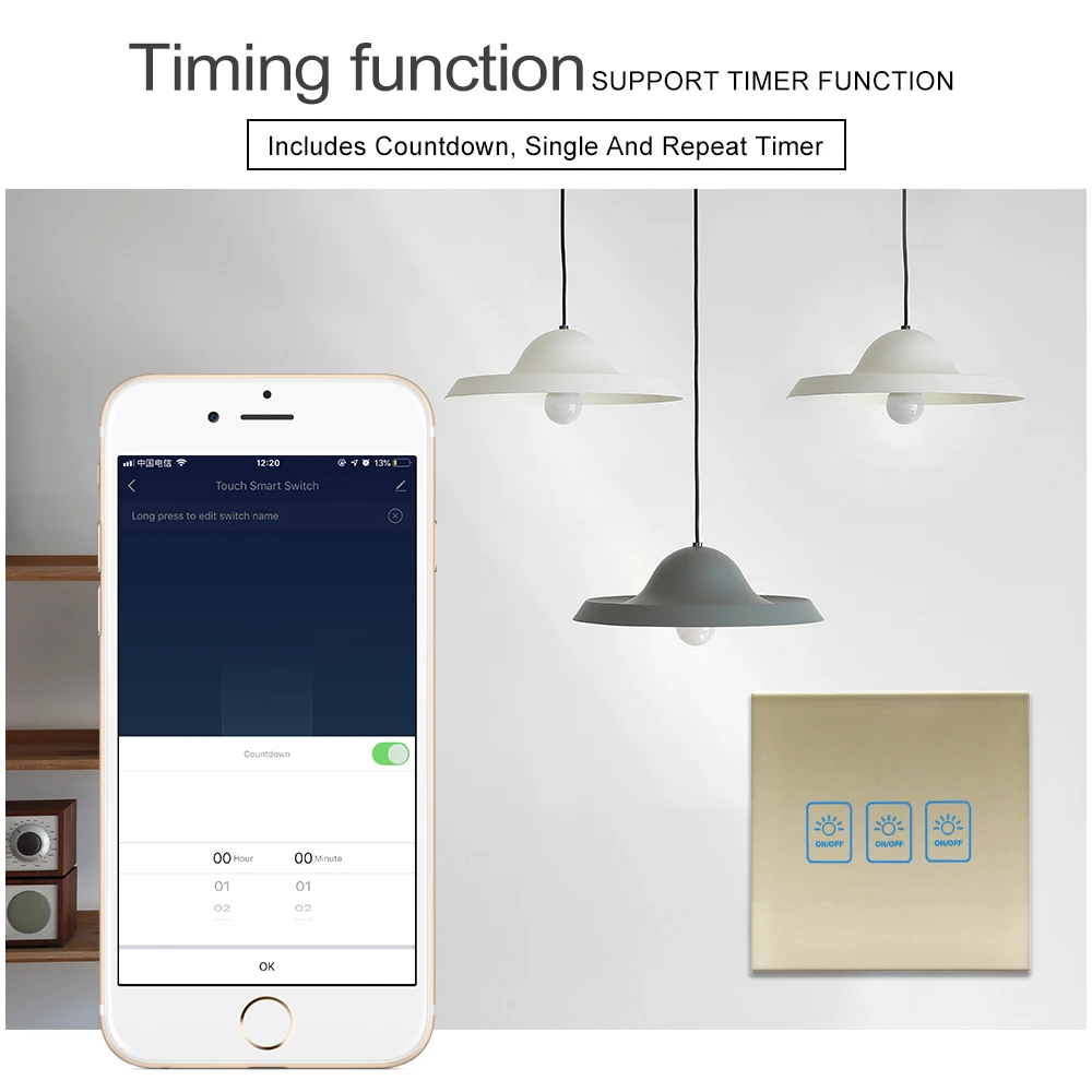 Tuya WiFi Smart Touch Switch 300 Вт/панель управления каналом приложение Smart Life Совместимо с Amazon Alexa и Google Home control