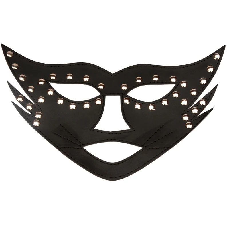 Маска бандаж на глаза для кошачьего лица повязка БДСМ маскарад шипы заклепки раб