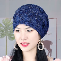 muslim turban hat women flower embroidery lace hijab bonnet ready to wear bandana cap female head wraps chemo hats