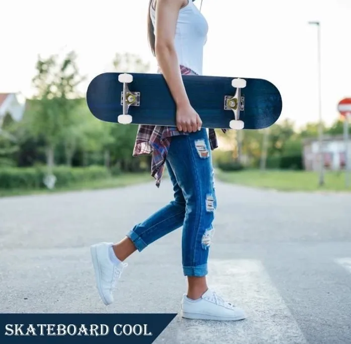 

Skateboard Double Rocker 80cm Boys Girls Mini Longboard Complete Teenagers Skate Board Maple Deck With Bearings Wheels
