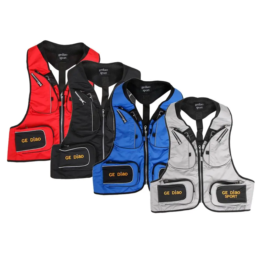 

Fishing Vest Universal Size L Detachable Multiple Pockets Breathable Grid Mesh Comfortable Wear-resisting With Reflective Stripe