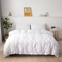 white black duvet cover set luxury solid color bed cover pinch pleat single queen king size bedding set with pillowcase no sheet
