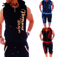 zogaa men jogger sets 2pcs of hoodies and shorts men letter printed sweatsuits workout tracksuits shorts 2020 hot sale tracksuit