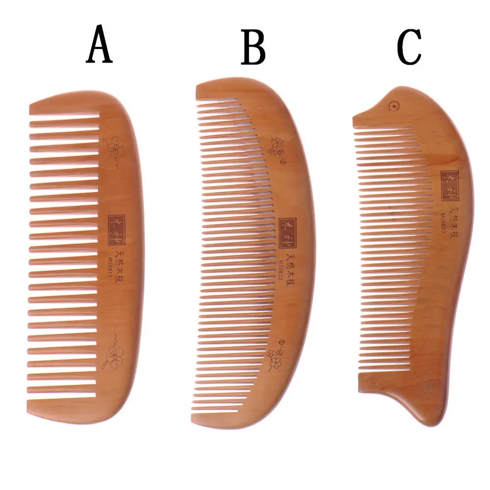 

100% High Quality Natural Health Peach Wooden Mahogany Comb Present Comb No Electrostatic Party Gifts Wedding Decoration