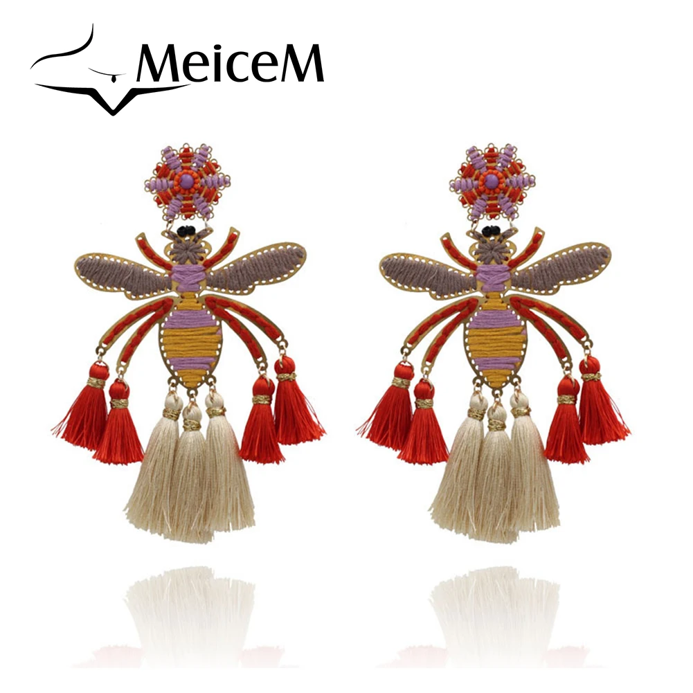 

Boho Exaggerated Earrings Creative Women's Earrings Handmade Winding Insects Tassel Earrings Wholesale 2021 New Fashion Jewelry
