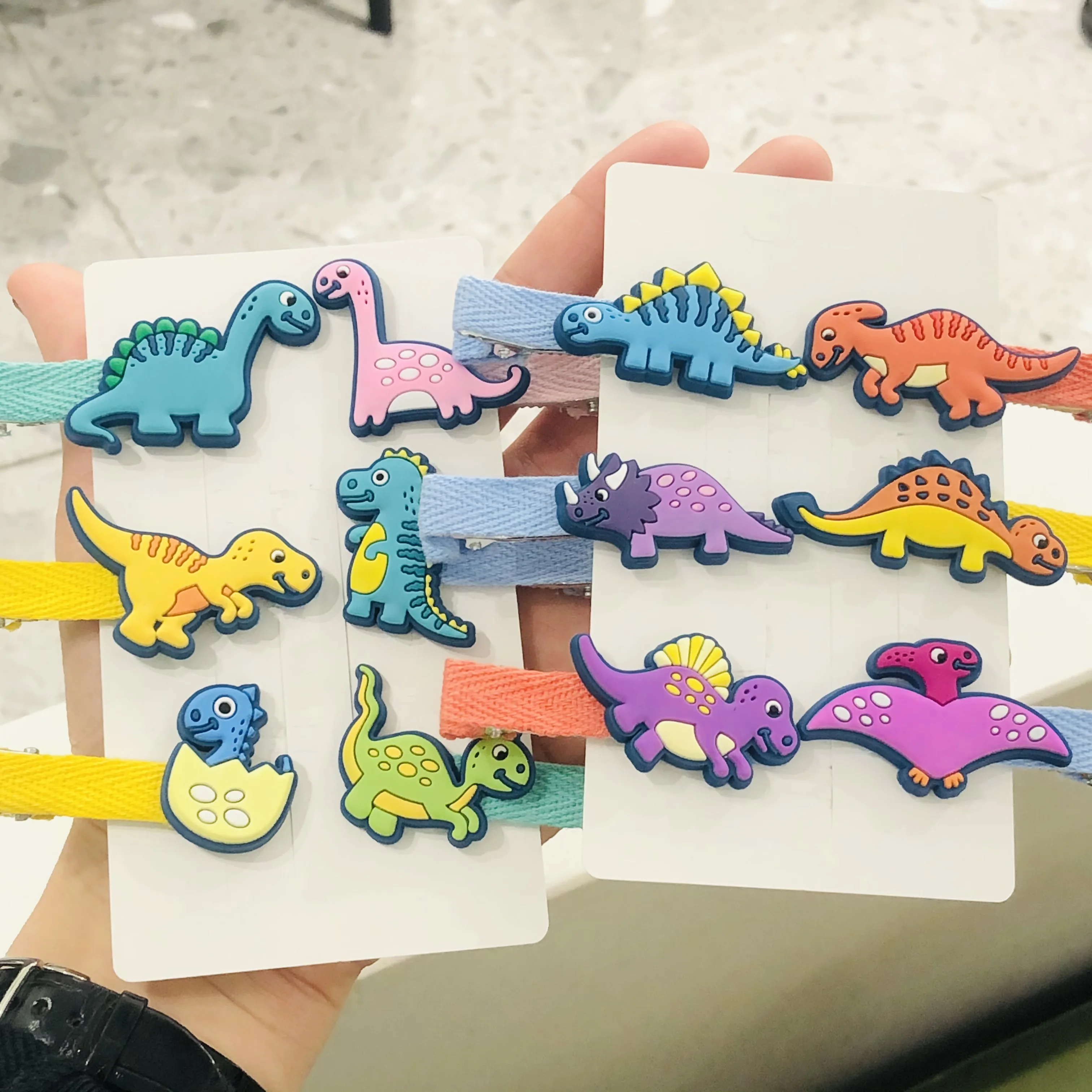 6Pcs/Set Girls Cute PVC Dinosaur Animal Thread Cloth Hairpins Children Sweet Hair Clip Barrettes Headband Kids Hair Accessories