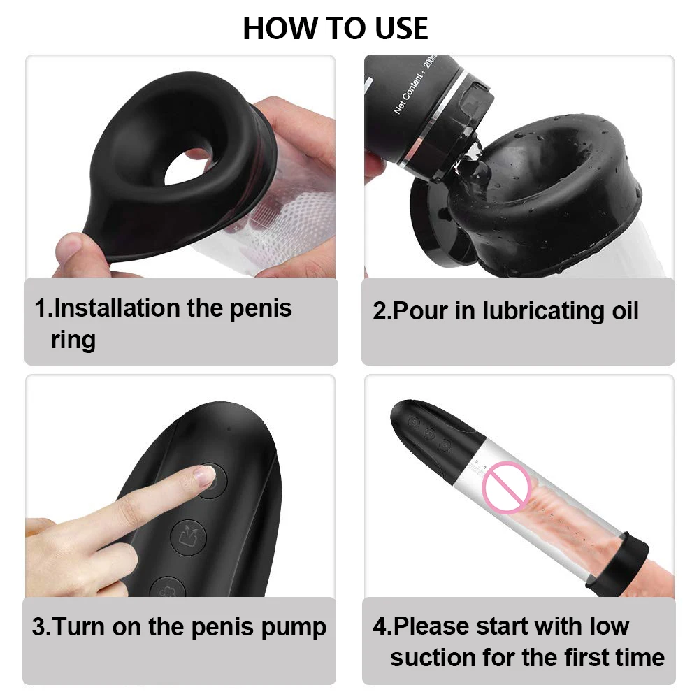 Автоматический мужской насос для увеличения пениса перезаряжаемый через USB