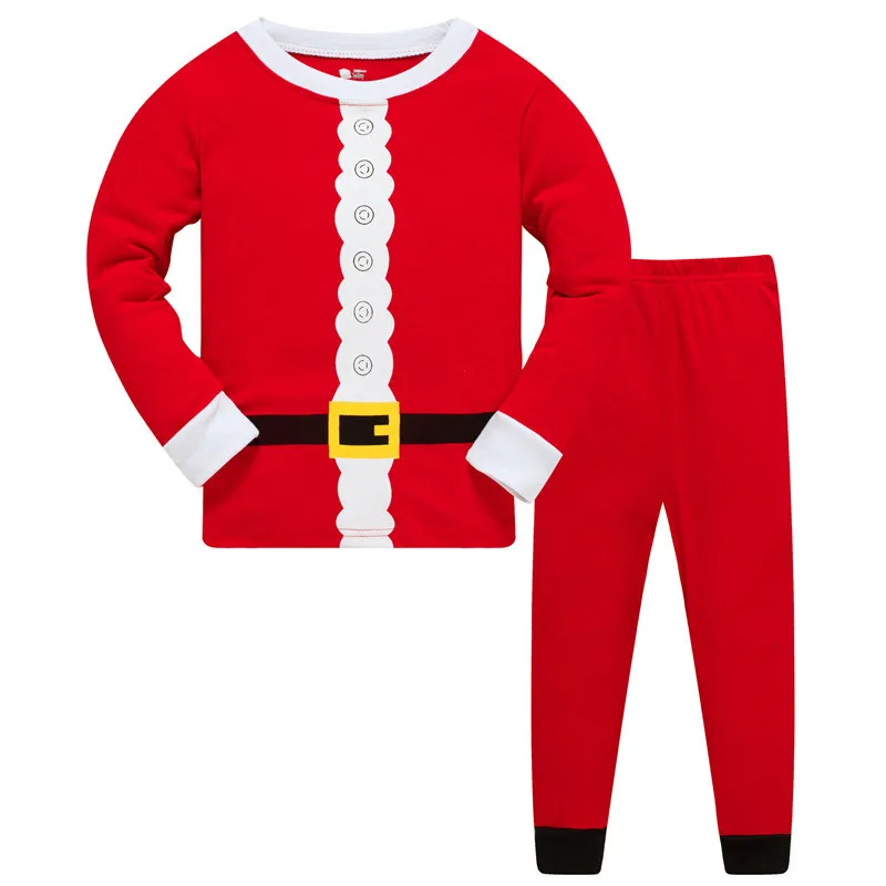 2pcs red Длинные пижамы для маленьких девочек и мальчиков детская хлопковая одежда для сна с изображением Санта-Клауса «Веселые чиристамы» новые детские пижамы для детей 3, 4, 5, 6, 7, 8 лет - Цвет: 2pcs red