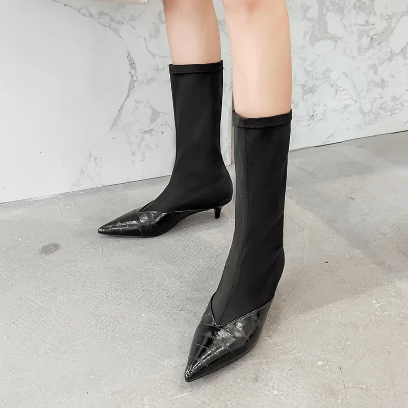 Women's Rubber Boots Autumn Shoes Round Toe Booties Ladies Luxury Designer Lace Up Bootee Woman Rain Winter Fashion Mid