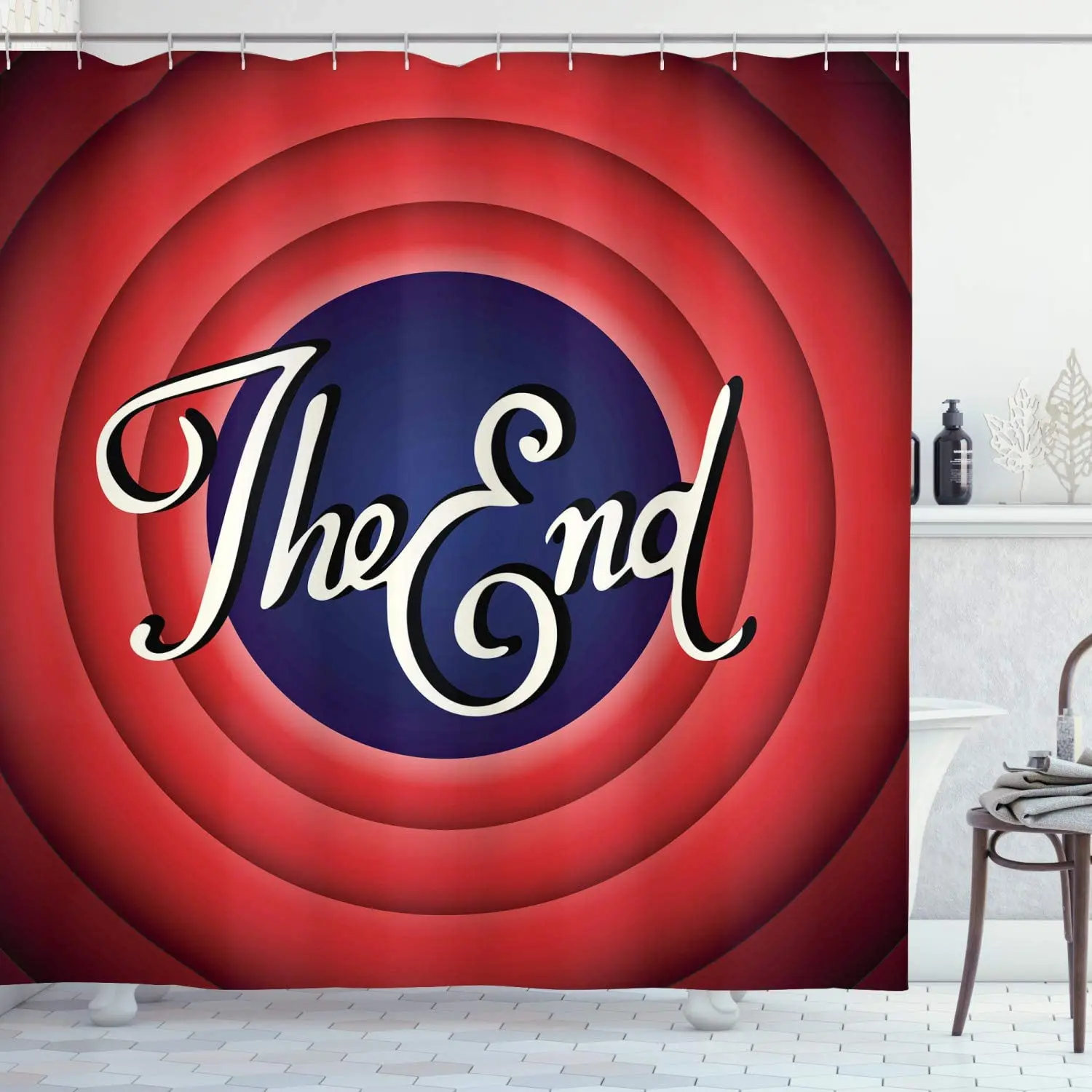 

Занавеска для душа 1950s, окончание фильма, Академия, датированное вещание, Развлекательное шоу, кино Оскар, декор для ванной комнаты с крючкам...