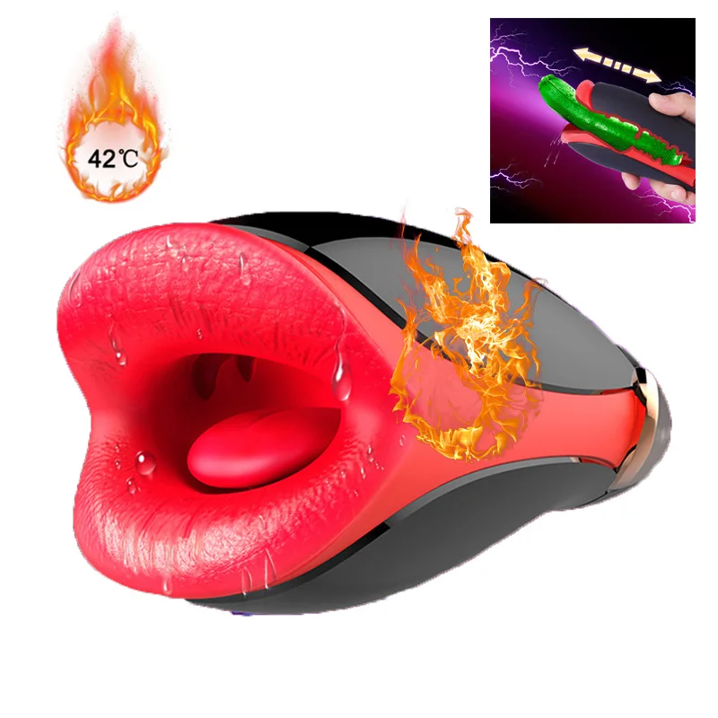 7 вибрирующий нагрев мужской автоматический мастурбатор язык рот сосать киска