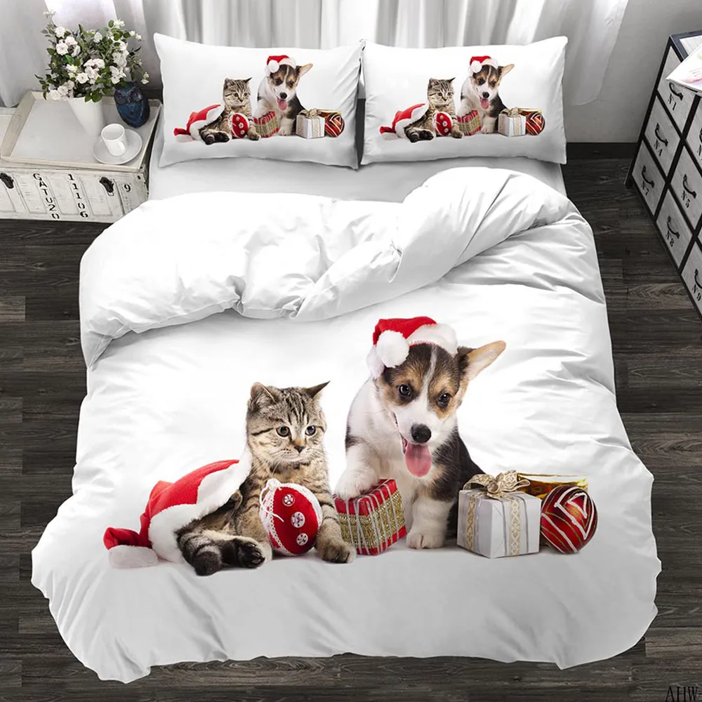 3D Cute Cat Custom Bedding Set Kitten Quilt Cover Pillowcase 3pcs Twin Designer | Дом и сад
